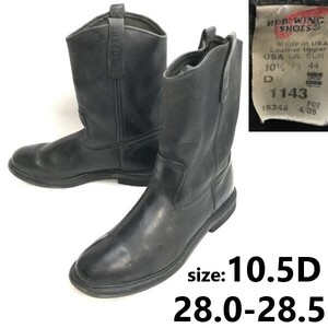 USA製★RED WING★1143/本革/ペコスブーツ【10.5D/28.0-28.5/黒】バイク/オンロード/ウエスタン/Leather/motorcycle/Boots/shoes◆pWB90-52