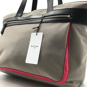 未使用展示品/A4収納可能●ポールスミス Paul Smith トートバッグ ハンド ショルダー マルチストライプ カラー ベージュ系 メンズ ビジネス