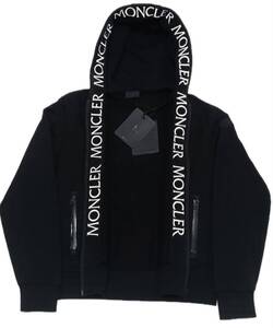 size S 未使用 2023年 MONCLER モンクレール ロゴ刺繍スウェットパーカー BLACK 国内正規品