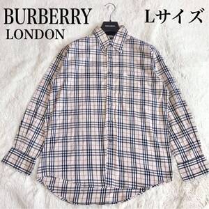 美品 大きめ BURBERRY ノバチェック ホースロゴ 長袖 シャツ Lサイズ バーバリー