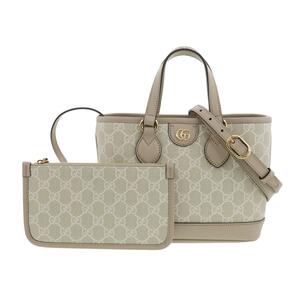 ★美品★GUCCI グッチ ダブルG ミニ トートバッグ 2way 811716 ベージュ＆ホワイト GGスプリーム オフディア RS ショルダーバッグ