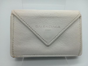 BALENCIAGA 391446 ペーパーミニウォレット 白 コンパクト 三つ折り財布 バレンシアガ