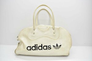 70s 80s ビンテージ adidas ボストンバッグ 白×黒 [希少][スポーツ][デカロゴ][アディダス][鞄][レトロ][当時物]