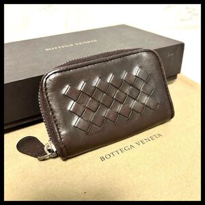 ★【極美品！鑑定済み！】BOTTEGA VENETA ボッテガヴェネタ イントレチャート コインケース ダークブラウン 定価7.8万 477