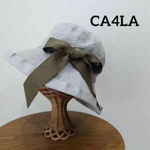 CA4LA カシラ LAUNDRY RIBBON ツバ広 ハット ベージュ