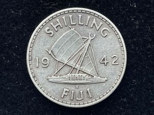32、フィジー銀貨　1942年　1枚　外国コイン　外国銀貨　古銭　貨幣