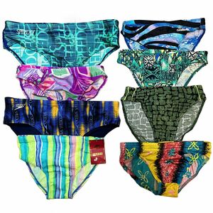 26【整理品リサイクル】カラフル柄模様男子競泳水着8枚セット★競パン★(M・XL)★SPEEDOブラックシャークCATALINAエレッセ★新古品あり