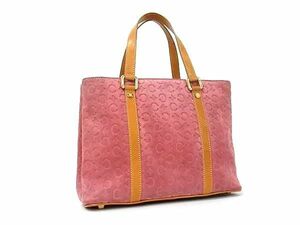 1円 CELINE セリーヌ Cマカダム スエード×レザー ハンドバッグ トートバッグ レディース ピンク系×ブラウン系 AZ5921