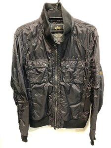 ◆ALPHA INDUSTRIES アルファインダストリーズ リブジャケット フライトジャケット TA1126-100 ブラック メンズ Mサイズ 中古◆13443★