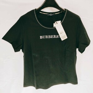 【未使用 タグ付き】BURBERRY LONDON バーバリー ロンドン Tシャツ 半袖シャツ ブラック 無地 シャツ トップス 上着 ラインストーン A-10