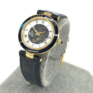 ◆PIERRE BALMAIN ピエールバルマン 腕時計 クォーツ◆ ゴールドカラー×ネイビー SS×レザー レディース ウォッチ watch