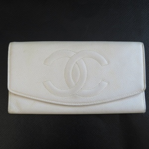 #apzw シャネル CHANEL 長財布 キャビアスキン ココマーク ゴールド金具 白 レディース [879294]