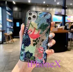 iPhoneX用ケースナマケモノ柄物キャラクター派手カワイイ10カバー