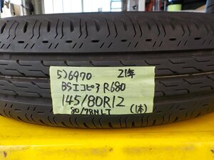 5) 6970f ブリヂストン エコピア Ｒ６８０ 145/80R12 80/78N LT １本 2021年製 エブリィ Ｎ－ＶＡＮ ハイゼット 等