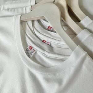 90s Hanes USAマテリアル 白 無地 半袖 Tシャツ XL 3枚セット パックT