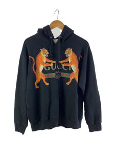 GUCCI◆TIGER PRINTED LOGO SWEATSHIRT/パーカー/S/コットン/BLK