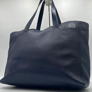 【現行モデル/極美品】LOEWE ロエベ イーストウエスト トートバッグ ハンド メンズ ビジネス アナグラム レザー 肩掛け A4収納 ネイビー 