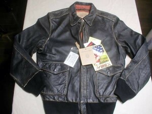 新品 AVIREX(アヴィレックス)A-2 ラムレザーJKT USED加工（Ｍ）