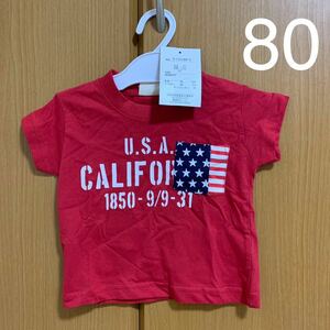 ブルーマート　レッド　アメリカン　ロゴ　半袖　Tシャツ　80