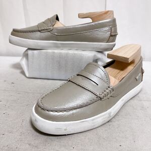 和516★ COLE HAAN コールハーン コインローファー シューズ レザー 5.5 B シルバー レディース