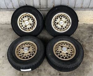 レア【希少】ENKEIメッシュ10インチ×4.00B 4穴 114.3 4本セット＋OHTSU/YOKOHAMA 145SR10/165/70R10 夏タイヤ付き