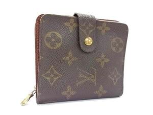 1円 LOUIS VUITTON ルイヴィトン M61667 モノグラム コンパクトジップ 二つ折り 財布 ウォレット 小銭入れ ブラウン系 FI4178