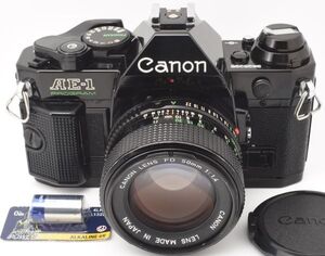 【整備/性能測定済】Canon AE-1 PROGRAM ブラック＋NFD50mmF1.4_P,S,機能OK(3625295_247)●