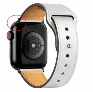 Apple Watch リストバンド 革 ホワイト 42mm 44mm 45mm