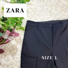 ZARA ザラ パンツ 黒 センタープレス クロップド スラックス スリット