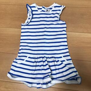 【中古】PETIT BATEAU プチバトー　ボーダーワンピース　サイズ24m/86cm