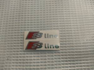 【送料込】S line(アウディ Sライン) ステッカー 2枚組 縦0.9cm×横3.5cm　audi