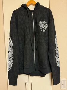 Chrome Hearts W/BLACK Cemetery Print Zip Hoodie L 新品 クロムハーツ セメタリー クロス プリント ジップ フーディー パーカー 黒 P504