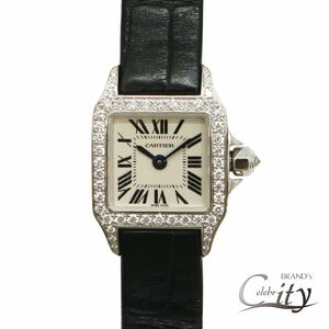 【SALE限定価格】Cartier【カルティエ】 ミニ サントス ドゥモワゼル WF902005 K18WG ホワイト文字盤 レディース【USED】