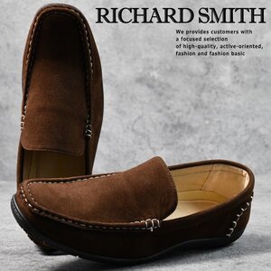 訳あり スリッポン ドライビングシューズ メンズ ローファー RICHARD SMITH EEE 1016 ダークブラウン スエード 25.0cm ★ 新品