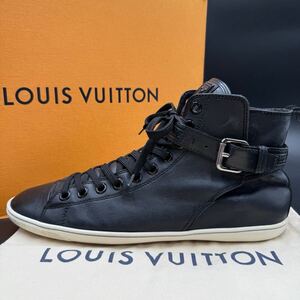 1円 【美品】 LOUIS VUITTON ルイヴィトン 【王者の貫禄】 メンズ アンクルベルト ハイカット スニーカー シューズ 靴 ブラック 26.5cm相当