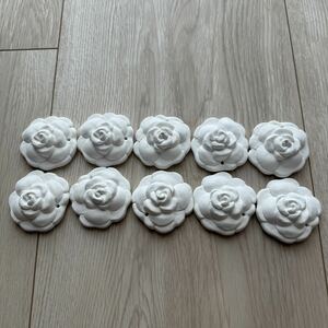 ホワイトローズ　シンプル オーナメント石膏 装飾　アロマプレート　10個セット