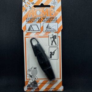 新品　未使用　ACME SURVIVAL WHISTLE UK アクメ　サバイバル　ホイッスル　笛　釣り　渓流　救命　SOS 黒　メイドイン　ブリテン