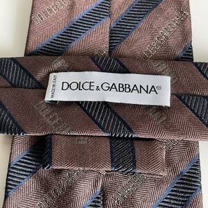 Dolce & Gabbana(ドルチェ&ガッバーナ)ドルガバ ブラウン黒ブランド名ストライプネクタイ