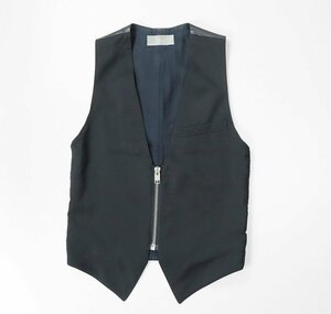 Dior HOMME ◆ レザーコンビ ジレ 黒 サイズ42 *エディ期* 前開き ジップアップ ベスト ディオール オム 国内正規品 ◆37/K2K