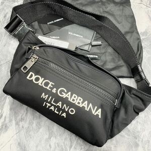 1円【現行/新品未使用】DOLCE&GABBANA ドルチェ&ガッバーナ ドルガバ メンズ デカロゴ ボディ ショルダーバッグ ウエストポーチ ブラック