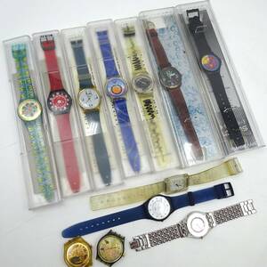 7711003-2【ジャンク品】swatch/スウォッチ/腕時計/時計/QZ/12点セット/ラバーベルト/レザーベルト/カラーストーン/フェイス/おまとめ