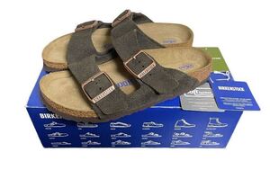 箱付 BIRKENSTOCK ARIZONA MOCHA SFB SUEDE ビルケンシュトック アリゾナ モカ スエード サンダル 38 24.5cm narrow fit ナロー