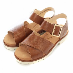 未使用品 クラークス clarks 24SS Orinoco Cross オリノコクロス ストラップサンダル レザー クロコ型押し UK4.5 23.5cm 茶 26176323