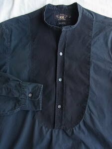 RRL ダブル アール エル ラルフローレン　イカ胸　バンドカラーシャツ　サイズ XS ブラック 