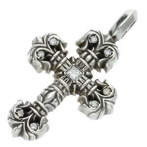 クロムハーツ Chrome Hearts CHARM FILIGREE TINY P DMND タイニーフィリグリー PAVEダイヤ シルバーネックレストップ 中古 GZ11