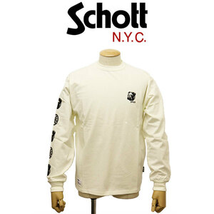 Schott (ショット) 3130003 STENCIL BULLDOG ステンシルブルドッグ ロングスリーブ Tシャツ 33(02)OFFWHITE XXL