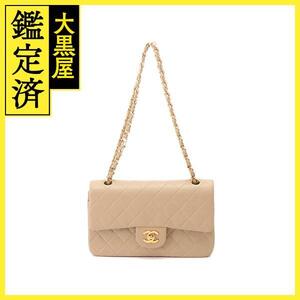 CHANEl シャネル　マトラッセWフラップ23 Wチェーンショルダー　ライトベージュ　GP　【431】2147100537468