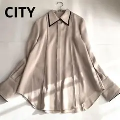 CITY シティ　ラチネパイピングシャツ　ブラウス　ベージュ　フリーサイズ