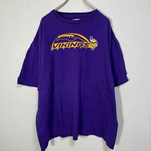 NFL 半袖Tシャツ　ミネソタバイキングス　パープル　アメフト　デカロゴ28 古着　入手困難　激レア希少 人気　アメリカンフットボール