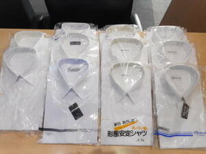 ◇1円スタート◇カッターシャツ　メンズ　シャツ　おまとめ11点　長袖　半袖　ホワイト　襟回り40cm　未使用　保管品